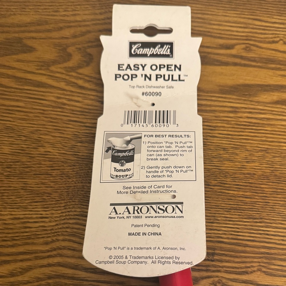 Pop 'N Pull Easy Open Can Opener/-Lid Lifter - Red Handle - Picture 3 of 6